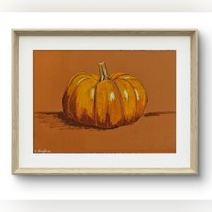 Original Pumpkin Oil Pastel Painting